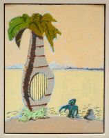 Karibik, 2020, Acrylfarbe auf Karton, Künstlerrahmen, 36x28,5cm
