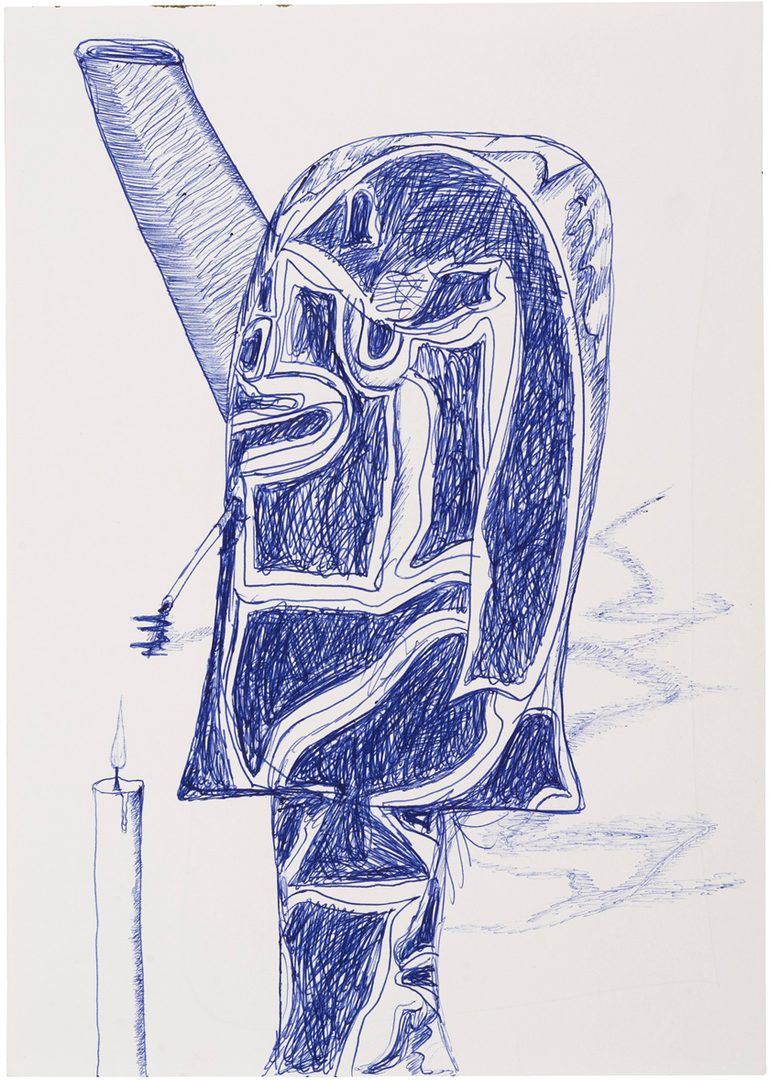 Skulptur (aus der Serie Täuschungen),2015, Kugelschreiber auf Papier / Ballpoint pen on paper, 29,7x21 cm